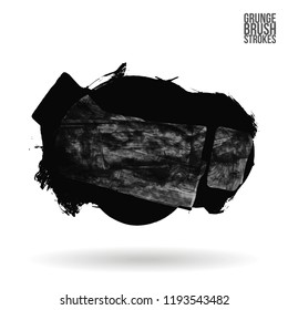 Grey  brush stroke and texture. Grunge vector abstract hand - painted element. Underline and border design.