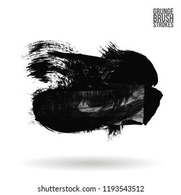 Grey  brush stroke and texture. Grunge vector abstract hand - painted element. Underline and border design.