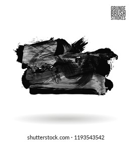 Grey  brush stroke and texture. Grunge vector abstract hand - painted element. Underline and border design.