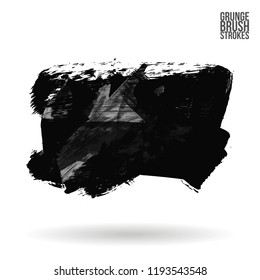 Grey  brush stroke and texture. Grunge vector abstract hand - painted element. Underline and border design.