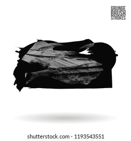 Grey  brush stroke and texture. Grunge vector abstract hand - painted element. Underline and border design.