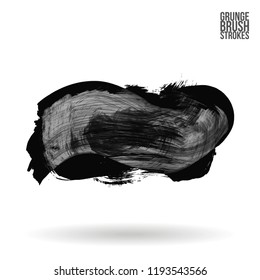 Grey  brush stroke and texture. Grunge vector abstract hand - painted element. Underline and border design.