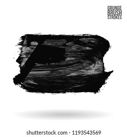 Grey  brush stroke and texture. Grunge vector abstract hand - painted element. Underline and border design.