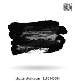 Grey  brush stroke and texture. Grunge vector abstract hand - painted element. Underline and border design.