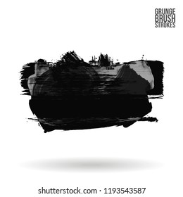 Grey  brush stroke and texture. Grunge vector abstract hand - painted element. Underline and border design.