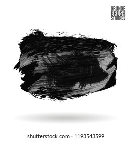 Grey  brush stroke and texture. Grunge vector abstract hand - painted element. Underline and border design.