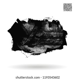 Grey  brush stroke and texture. Grunge vector abstract hand - painted element. Underline and border design.