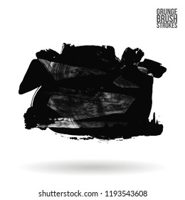 Grey  brush stroke and texture. Grunge vector abstract hand - painted element. Underline and border design.