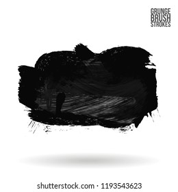 Grey  brush stroke and texture. Grunge vector abstract hand - painted element. Underline and border design.