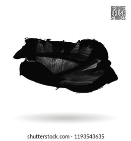 Grey  brush stroke and texture. Grunge vector abstract hand - painted element. Underline and border design.