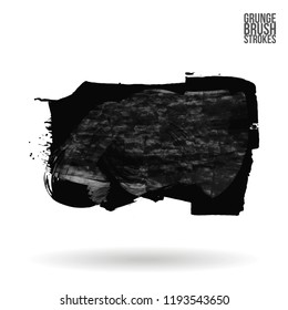 Grey  brush stroke and texture. Grunge vector abstract hand - painted element. Underline and border design.
