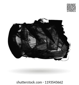 Grey  brush stroke and texture. Grunge vector abstract hand - painted element. Underline and border design.