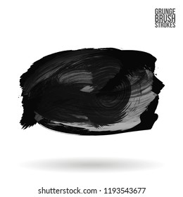 Grey  brush stroke and texture. Grunge vector abstract hand - painted element. Underline and border design.