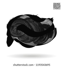 Grey  brush stroke and texture. Grunge vector abstract hand - painted element. Underline and border design.