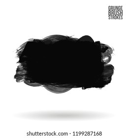 Grey  brush stroke and texture. Grunge vector abstract hand - painted element. Underline and border design.