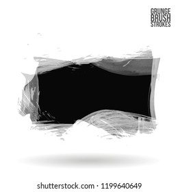 Grey brush stroke and texture. Grunge vector abstract hand - painted element. Underline and border design.