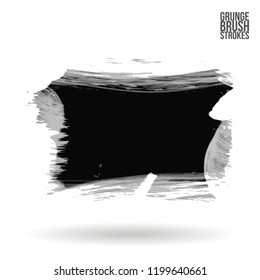 Grey brush stroke and texture. Grunge vector abstract hand - painted element. Underline and border design.