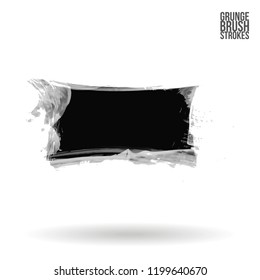 Grey brush stroke and texture. Grunge vector abstract hand - painted element. Underline and border design.
