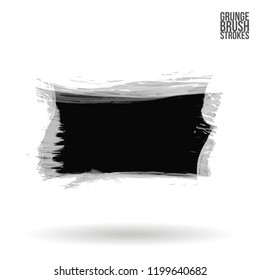 Grey brush stroke and texture. Grunge vector abstract hand - painted element. Underline and border design.