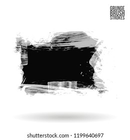 Grey brush stroke and texture. Grunge vector abstract hand - painted element. Underline and border design.