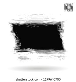 Grey brush stroke and texture. Grunge vector abstract hand - painted element. Underline and border design.
