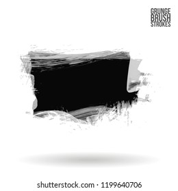 Grey brush stroke and texture. Grunge vector abstract hand - painted element. Underline and border design.