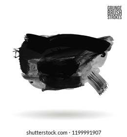 Grey brush stroke and texture. Grunge vector abstract hand - painted element. Underline and border design.