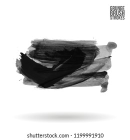 Grey brush stroke and texture. Grunge vector abstract hand - painted element. Underline and border design.
