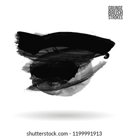 Grey brush stroke and texture. Grunge vector abstract hand - painted element. Underline and border design.