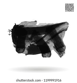 Grey brush stroke and texture. Grunge vector abstract hand - painted element. Underline and border design.