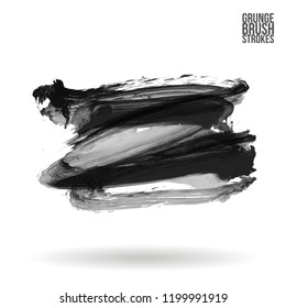 Grey brush stroke and texture. Grunge vector abstract hand - painted element. Underline and border design.