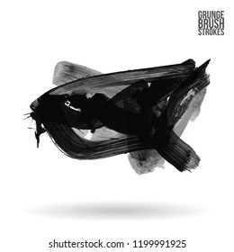 Grey brush stroke and texture. Grunge vector abstract hand - painted element. Underline and border design.