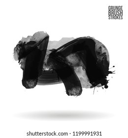 Grey brush stroke and texture. Grunge vector abstract hand - painted element. Underline and border design.