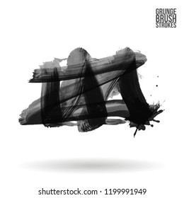 Grey brush stroke and texture. Grunge vector abstract hand - painted element. Underline and border design.