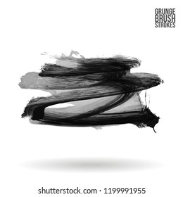 Grey brush stroke and texture. Grunge vector abstract hand - painted element. Underline and border design.