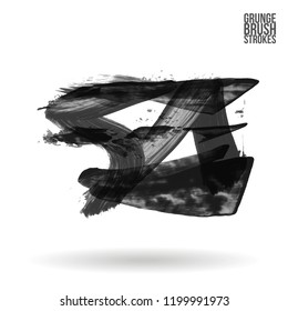 Grey brush stroke and texture. Grunge vector abstract hand - painted element. Underline and border design.