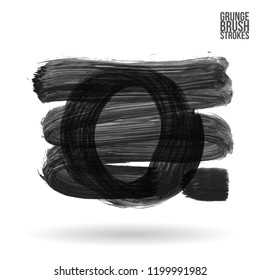 Grey brush stroke and texture. Grunge vector abstract hand - painted element. Underline and border design.