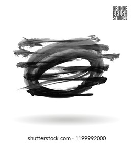 Grey brush stroke and texture. Grunge vector abstract hand - painted element. Underline and border design.