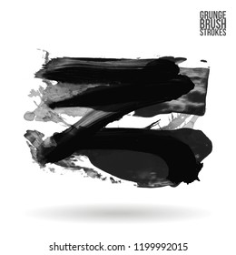 Grey brush stroke and texture. Grunge vector abstract hand - painted element. Underline and border design.