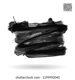 Grey brush stroke and texture. Grunge vector abstract hand - painted element. Underline and border design.