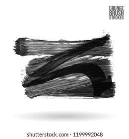 Grey brush stroke and texture. Grunge vector abstract hand - painted element. Underline and border design.