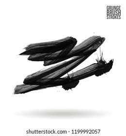 Grey brush stroke and texture. Grunge vector abstract hand - painted element. Underline and border design.