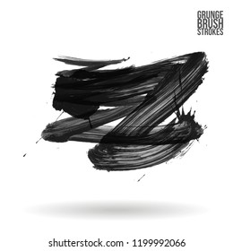 Grey brush stroke and texture. Grunge vector abstract hand - painted element. Underline and border design.
