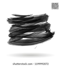 Grey brush stroke and texture. Grunge vector abstract hand - painted element. Underline and border design.