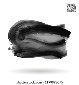 Grey brush stroke and texture. Grunge vector abstract hand - painted element. Underline and border design.