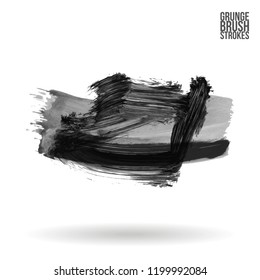 Grey brush stroke and texture. Grunge vector abstract hand - painted element. Underline and border design.