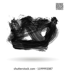 Grey brush stroke and texture. Grunge vector abstract hand - painted element. Underline and border design.