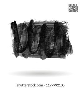 Grey brush stroke and texture. Grunge vector abstract hand - painted element. Underline and border design.