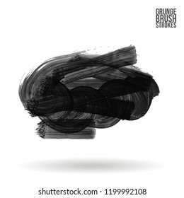 Grey brush stroke and texture. Grunge vector abstract hand - painted element. Underline and border design.