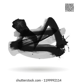 Grey brush stroke and texture. Grunge vector abstract hand - painted element. Underline and border design.